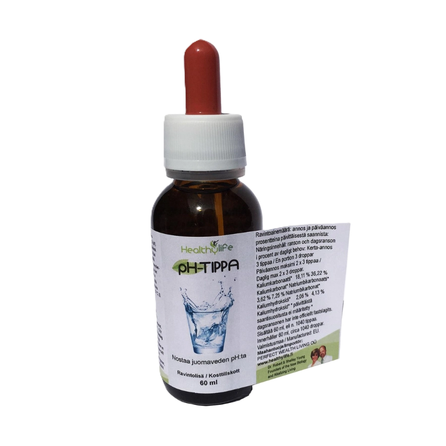 Ph-tipat 60 ml nostaa juomaveden Ph:ta ravintolisä healthy life